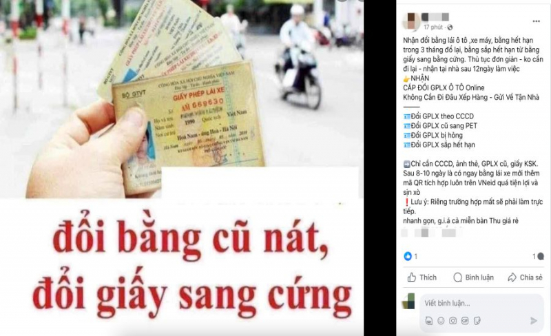 Coi chừng lừa đảo với dịch vụ cấp, đổi giấy phép lái xe online